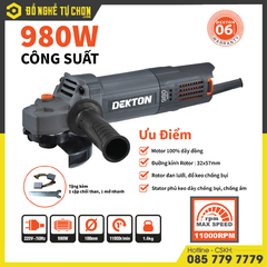 Máy mài đá cầm tay hiệu DEKTON, dụng cụ cầm tay hoạt động bằng động cơ điện, model DK-AG980