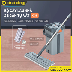 Bộ cây lau nhà SUMIKA C38, thùng lau nhà 2 ngăn tự vắt