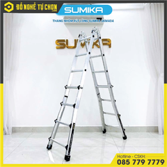 Thang Nhôm Chữ A Rút Lồng SUMIKA SKM404, Chữ A Cao Nhất 2.0m