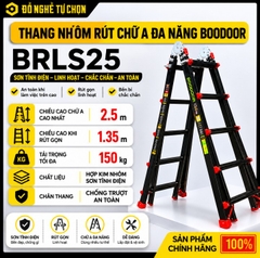Thang Nhôm Rút Chữ A Đa Năng Boodoor BRLS25 Sơn Tĩnh Điện – Linh Hoạt, Chắc Chắn, An Toàn Khi Làm Việc Trên Cao | Hàng Chính Hãng, Có VAT