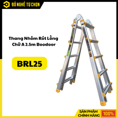 Thang Nhôm Rút Lồng 2.5m Boodoor BRL25 – Duỗi Thẳng 5m, Nhôm Dày 2.4mm, Tải Trọng 300Kg | Hàng Chính Hãng, Có VAT