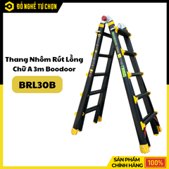 Thang Nhôm Rút Lồng Chữ A 3m Boodoor MS30 (Khóa Mỹ) – Duỗi Thẳng 6m, Nhôm Dày 2.6mm, Tải Trọng 150Kg | Hàng Chính Hãng, Có VAT