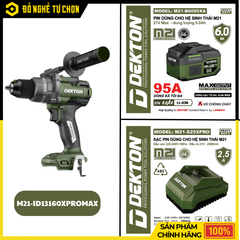 [THÂN] Máy Khoan Động Lực Pin 21V Dekton M21-ID13160PRO – Lực Vặn 160Nm, 2 Chế Độ Eco/Turbo, 3 Chức Năng Đa Dụng – Hàng Chính Hãng, Có VAT