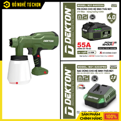 [THÂN] Máy Phun Sơn Dùng Pin Phổ Thông 21V Dekton M21-SPS1000 – Phun Mạnh, Đều Mịn, Linh Hoạt Mọi Không Gian, Hàng Chính Hãng, Có VAT