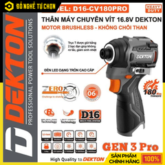 Máy Vặn Vít Dùng Pin 16.8V Dekton D16-CV180PRO – Brushless – Lực Siết 180Nm – Hàng Chính Hãng Có VAT