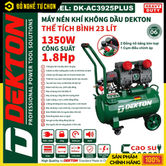 Máy Nén Khí Không Dầu DEKTON DK-AC3925PLUS – 23L, 1.8HP, Siêu Êm, Nạp Hơi Nhanh | Hàng Chính Hãng, Có VAT