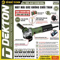 Máy Mài Góc Brushless Dekton DK-AG100BXBL / DK-AG125BXBL 2000W 5 Tốc Độ An Toàn | Hàng Chính Hãng, Có VAT