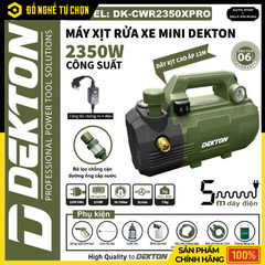 Máy Xịt Rửa Mini Dekton 2350W DK-CWR2350PRO Chỉnh Áp An Toàn Chống Rò Điện | Hàng Chính Hãng, Có VAT