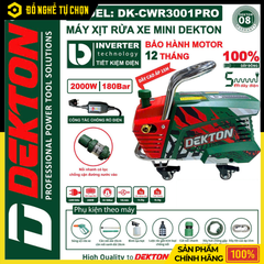 Máy Rửa Xe Inverter Dekton DK-CWR3001PRO – Chỉnh Áp Mạnh Mẽ, Tiết Kiệm Điện, Động Cơ Từ Lõi Đồng, Hàng Chính Hãng, Có VAT