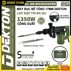 Máy Đục Bê Tông 17mm 1350W Dekton DK-DH3505PRO – Đục Phá Mạnh, Làm Việc Bền Bỉ | Hàng Chính Hãng, Có VAT
