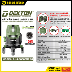 Máy cân bằng, cân chỉnh tia laser hoạt động bằng pin hiệu DEKTON; Model: DK-LS0505
