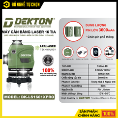 Máy Cân Chỉnh Laser 16 Tia Dekton DK-LS1601XPRO – Độ Chính Xác Cao, Miễn Phí Cân Chỉnh 12 Tháng, Hàng Chính Hãng, Có VAT