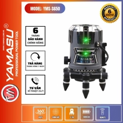 Máy Cân Mực Laser Xanh 5 Tia Yamasu YMS-S650 – 4 Tia Đứng + 1 Ngang + 1 Dọi Tâm – Có Remote & Chân Nhôm 1.2m – Hàng Chính Hãng Có VAT