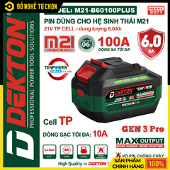 Pin Dekton 21V 6.0Ah 15 Cell M21-B60100Plus | Hàng Chính Hãng, Có VAT