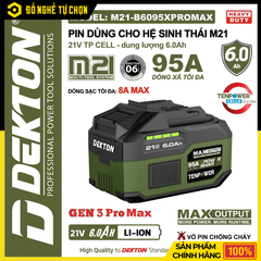 Pin 21V 6.0Ah 95A Dekton M21-B6095PROMAX Cell 15C | Hàng Chính Hãng, Có VAT