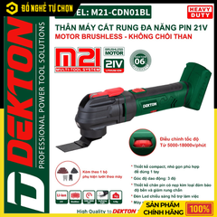 [THÂN] Máy Cắt Rung Dùng Pin 21V Dekton M21-CDN01BL (Chưa Pin & Sạc) – Đa Năng, Cắt Chính Xác, Điều Tốc Linh Hoạt, Hàng Chính Hãng, Có VAT