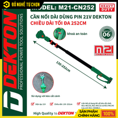 Cần Nối Dài Dùng Pin Dekton M21-CN252 – Kéo Dài Linh Hoạt, Làm Việc Trên Cao An Toàn, Tương Thích Pin M21, Hàng Chính Hãng, Có VAT