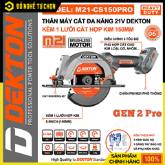 Thân Máy Cắt Đa Năng Dùng Pin 21V DEKTON M21-CS150PRO/M21-CS150XPRO – Động Cơ Không Chổi Than – Cắt Gỗ, Kim Loại, Nhôm – Hàng Chính Hãng Có VAT