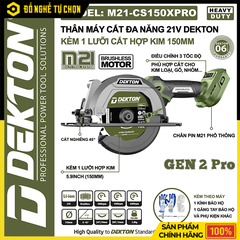 Thân Máy Cắt Đa Năng Dùng Pin 21V DEKTON M21-CS150PRO/M21-CS150XPRO – Động Cơ Không Chổi Than – Cắt Gỗ, Kim Loại, Nhôm – Hàng Chính Hãng Có VAT