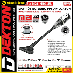 Máy Hút Bụi Dùng Pin 21V Dekton M21-HB01BL (Chưa Pin & Sạc) – Gọn Nhẹ, Lực Hút Mạnh, Hàng Chính Hãng, Có VAT