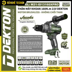 [THÂN] Máy Khoan Động Lực Pin 21V Dekton M21-ID13160XPRO - màu Olive 160Nm Brushless (Chưa Pin Sạc) | Hàng Chính Hãng, Có VAT