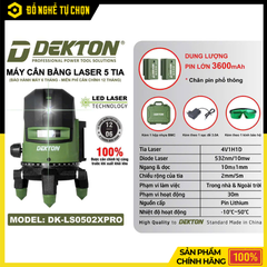 Máy Cân Chỉnh Laser 5 Tia DK-LS0502XPRO – Độ Chính Xác Cao, Phụ Kiện Đầy Đủ, Hàng Chính Hãng, Có VAT