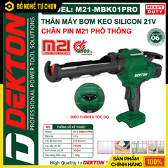 [THÂN] MÁY BƠM KEO SILICON DEKTON M21-MBK01PRO – LỰC ĐẨY 2500N – 6 TỐC ĐỘ – DÙNG PIN 21V (CHƯA PIN & SẠC) – HÀNG CHÍNH HÃNG CÓ VAT