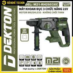 [THÂN] Máy Khoan Búa Pin 21V Dekton M21-RH2603C – Lực Đập 3.2J, Khoan Bê Tông 26mm, Hiệu Suất Mạnh Mẽ – Hàng Chính Hãng, Có VAT