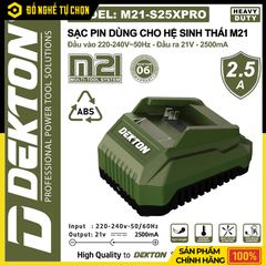Đế Sạc Pin Dekton 21V 2.5A M21-S25Pro – Sạc Nhanh, An Toàn, Tương Thích Rộng – Hàng Chính Hãng, Có VAT
