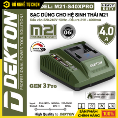 Đế Sạc Pin Nhanh Dekton 21V 4.0A M21-S40XPro (Oliu) – Sạc Siêu Nhanh, Ổn Định, Độ Bền Cao – Hàng Chính Hãng, Có VAT