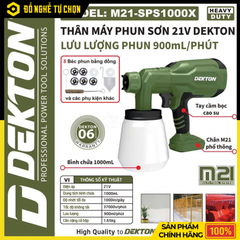[THÂN] Máy Phun Sơn Dùng Pin Phổ Thông 21V Dekton M21-SPS1000 – Phun Mạnh, Đều Mịn, Linh Hoạt Mọi Không Gian, Hàng Chính Hãng, Có VAT