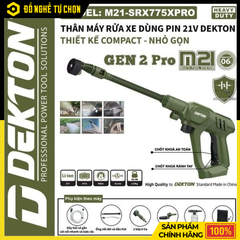 [THÂN] Máy Xịt Rửa Xe Dùng Pin 21V Dekton M21-SRX775 (Chưa Pin & Sạc) – Gọn Nhẹ, Áp Lực Mạnh, Linh Hoạt Mọi Nơi, Hàng Chính Hãng, Có VAT