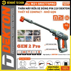 [THÂN] Máy Xịt Rửa Xe Dùng Pin 21V Dekton M21-SRX775 (Chưa Pin & Sạc) – Gọn Nhẹ, Áp Lực Mạnh, Linh Hoạt Mọi Nơi, Hàng Chính Hãng, Có VAT