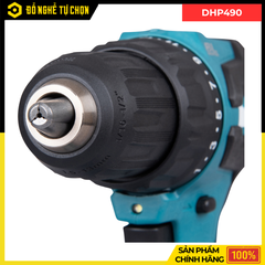 Combo Makita - Máy Khoan Búa Vặn Vít Dùng Pin DHP490+ Pin 3.0Ah + Đế Sạc Nhanh