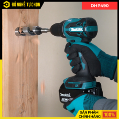 Combo Makita - Máy Khoan Búa Vặn Vít Dùng Pin DHP490+ Pin 3.0Ah + Đế Sạc Nhanh