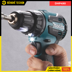 Combo Makita - Máy Khoan Búa Vặn Vít Dùng Pin DHP490+ Pin 3.0Ah + Đế Sạc Nhanh
