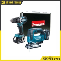 Bộ Sản Phẩm (DHP484+DJV182+BL1850Bx2+DC18RC+THÙNG NHÔM)(18V) Makita DLX2202TX1
