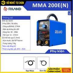 MÁY HÀN MINI RILAND MMA 200E – NHỎ GỌN, MẠNH MẼ, HÀN MƯỢT KHÔNG DÍNH QUE