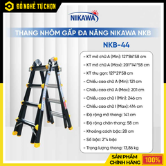 Thang Nhôm Gấp Đa Năng Nikawa NKB-44 New 2021 Cao 4.4m Chắc Chắn, Linh Hoạt Cho Mọi Công Việc Trên Cao | Hàng Chính Hãng, Có VAT
