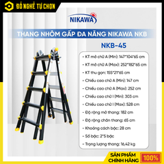 Thang Nhôm Gấp Đa Năng Nikawa NKB-45 New Cao 5.2m Chắc Chắn, Linh Hoạt Cho Công Trình Và Gia Đình | Hàng Chính Hãng, Có VAT