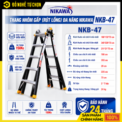 Thang Nhôm Gấp Đa Năng Nikawa NKB-47 Cao 7.0m Siêu Bền, Linh Hoạt Cho Công Trình Chuyên Nghiệp | Hàng Chính Hãng, Có VAT