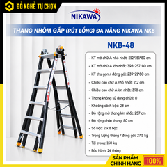 Thang Nhôm Gấp Đa Năng Nikawa NKB-48 Siêu Chắc Chắn, Chiều Cao Chữ A Tới 3.98m Cho Công Trình Chuyên Nghiệp | Hàng Chính Hãng, Có VAT