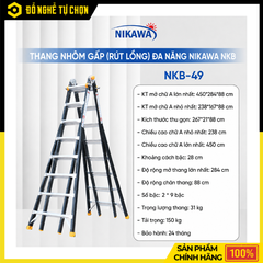 Thang Nhôm Gấp Đa Năng Nikawa NKB-49 Cao 8.4m Siêu Chắc Chắn, Giải Pháp Làm Việc Trên Cao Chuyên Nghiệp | Hàng Chính Hãng, Có VAT