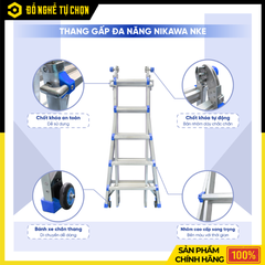 Thang Nhôm Gấp Đa Năng Nikawa NKE-45 Cao 4.5m Linh Hoạt 4 Kiểu Sử Dụng, An Toàn Cho Mọi Công Trình | Hàng Chính Hãng, Có VAT