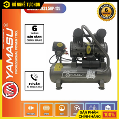 Máy Nén Khí Yamasu NKS 1.5HP – 12L Giảm Âm Không Dầu | Hàng Chính Hãng, Có VAT