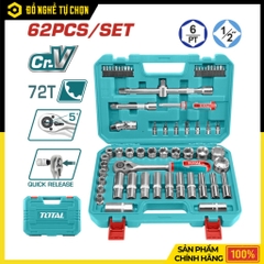 Bộ 62 đầu tuýp 1/2 inch hiệu Total THT121602