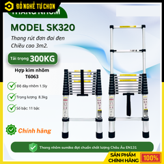 Thang Nhôm Rút Đơn Sumika SK320 Cao 3.2m Gọn Nhẹ | Hàng Chính Hãng, Có VAT