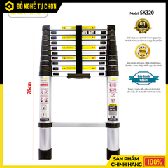 Thang Nhôm Rút Đơn Sumika SK320 Cao 3.2m Gọn Nhẹ | Hàng Chính Hãng, Có VAT