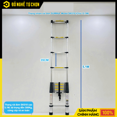 Thang Nhôm Rút Đơn 5.1m Sumika SK510 Gọn Nhẹ | Hàng Chính Hãng, Có VAT