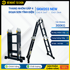 Thang Nhôm Gấp 4 Đoạn Sumika SKM203 NEW Cao 3.58m | Hàng Chính Hãng, Có VAT